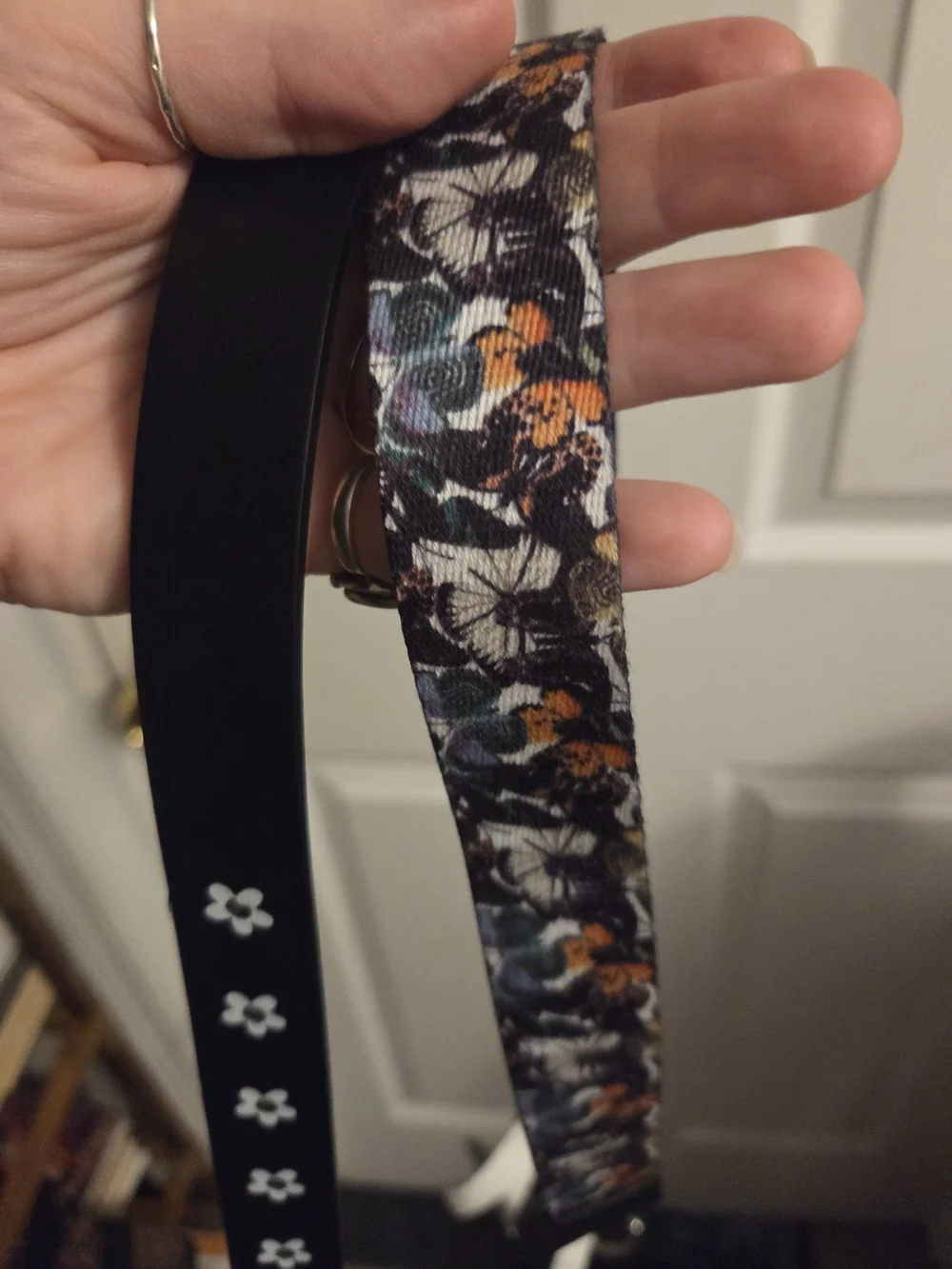 Set of 2 nwt kids belts size large L one butterflies one black w white details
